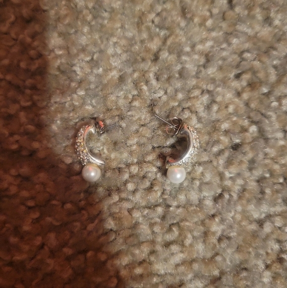 diamond pearl earrings - Picture 2 of 4